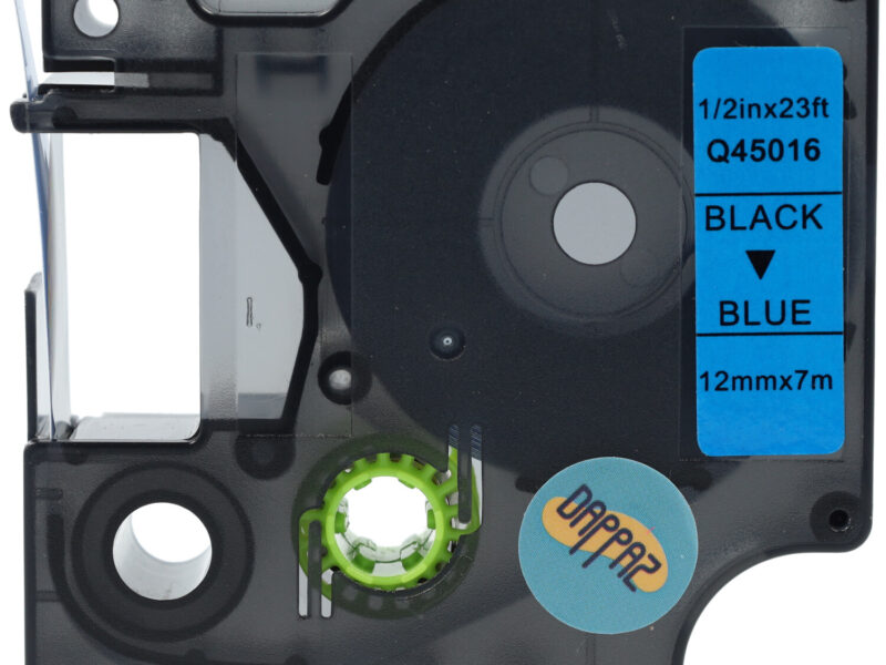 Dymo Compatible 45016 D1 Zwart op Blauw 12 mm x 7 m