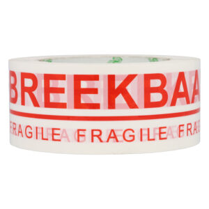 Fragile Tape Breekbaar 100 meter x 50 mm Rood/Wit
